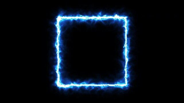 Animation of square shape frame neon glowing