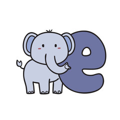 Doodle Illustration of Letter E for elephant