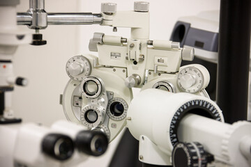 Optical machines used to check the eyes optometry, instrument machine no people