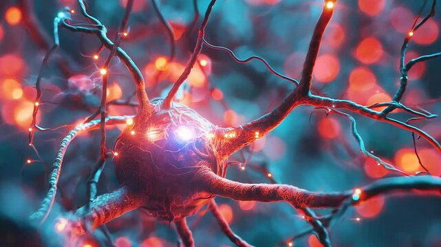 Neural network: structure of brain cells revealing complex pathways, intricate connections, essential for cognitive functions, memory processing, overall nervous system communication.