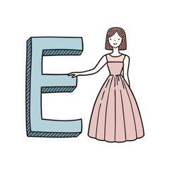 Doodle Illustration of Letter E for elegant dress