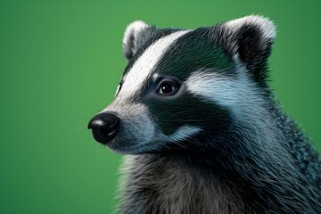 badger on a green color background, vector art, digital art, faceted, minimal, abstract, panorama background. 