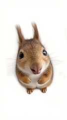 Obraz premium Generative AI, close-up of a curious squirrel against white background