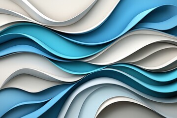 Fototapeta premium Serene and Softly Undulating Waves in Muted Tones of Blue and White, Creating a Calming and Elegant Visual Experience for Art and Design Projects