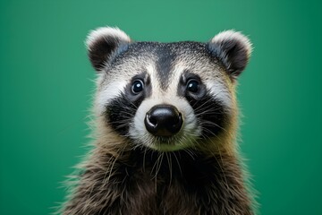 Fototapeta premium badger on a green color background, vector art, digital art, faceted, minimal, abstract, panorama background. 
