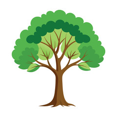 3d green tree vector icon with white background