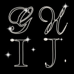 Capital Letters of English alphabet romantic with pearls