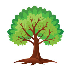 3d green tree vector white background