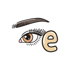 Obraz premium Doodle Illustration of Letter E for eyebrow