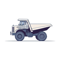 Dump Truck Illustration: Side View, Beige, Heavy Duty
