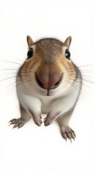 Obraz premium Generative AI, close-up of a curious squirrel against white background