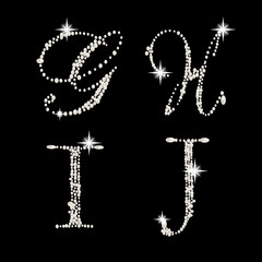 Capital Letters of English alphabet romantic with pearls