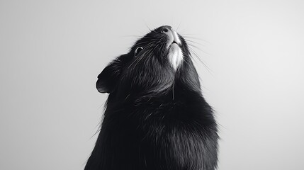 Black Guinea Pig Looking Up