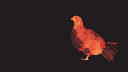Obraz premium Abstract Orange Bird Silhouette on a Black Background