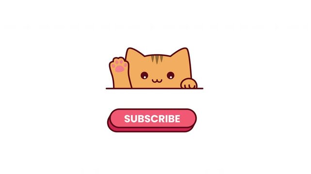 cute cat subscribe animation with white background and greenscreen background, subscribe kitten animation for animal channel