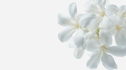 Fototapeta premium Delicate white flowers on soft background: minimalist floral art