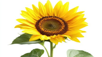 Vibrant sunflower bloom against a white background capturing natural beauty