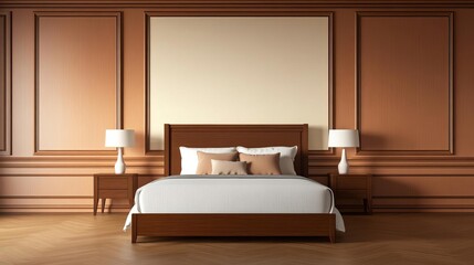 Classic bedroom, warm lighting, vintage style, 3D illustration