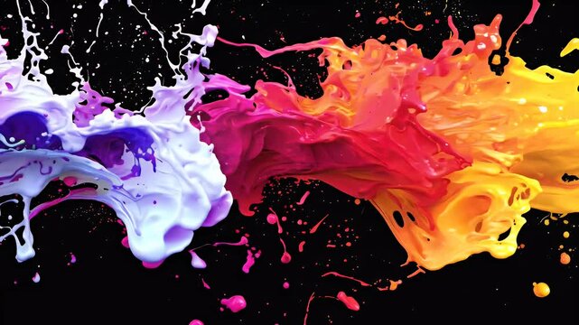 Bold splashes of neon paint spiraling outward