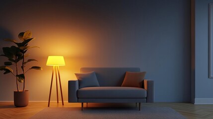 Cozy night scene, warm light source, detailed interior, 3D illustration