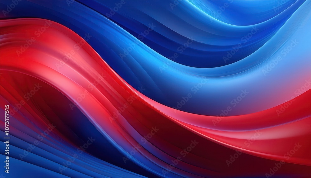 Poster vibrant blue and red abstract wavy pattern. patriotic color gradient for american themed designs, us