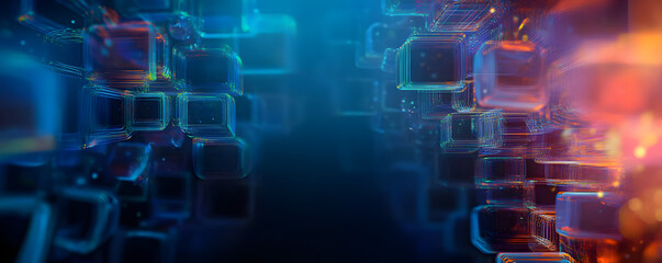 Digital background perfect for tech processes, neural networks, artificial intelligence, data transfer and encryption, digital archives, sound and graphic presentations, science, education, etc.