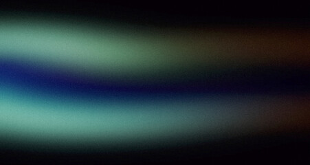 Elegant grainy color gradient on dark backdrop design. Abstract dark blue green orange black color wave shpaed, vibrant, glowing, noise texture, background