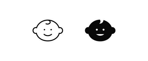 Baby Kid Child line and flat icons set, editable stroke isolated on white, linear vector outline illustration, symbol logo design style