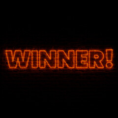 Neon Winner With Dark Brick Background