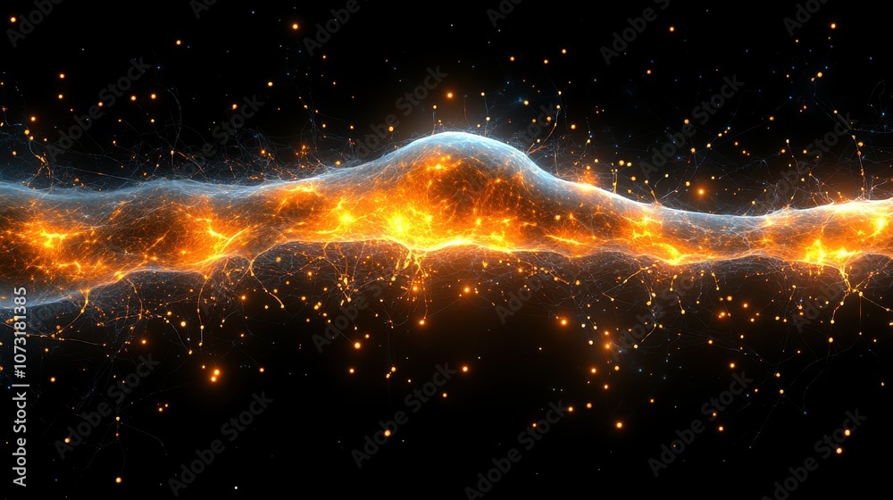 Wall mural explosion of nebula and fire in space with stars and galaxies. generative ai