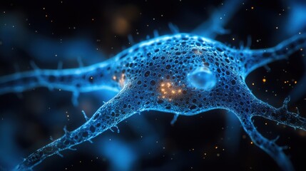Naklejka premium Glowing blue nebula swirls through the dark universe, a cosmic dance of light and energy. Generative AI