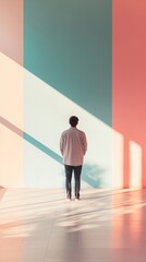 Person Contemplating Inspirational Quote in Minimalist Space