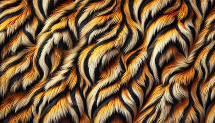 Realistic Tiger Fur Texture with Bold Stripes for Background and Design Elements