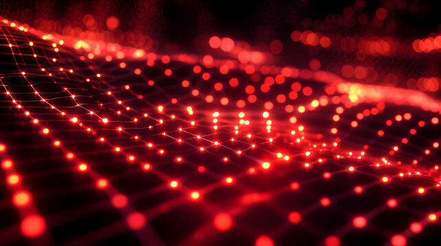 An abstract image of glowing red particles and light trails moving and connecting, creating a sense of energy flow and data transmission.
