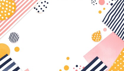 A vibrant, abstract background featuring colorful patterns with stripes and polka dots, offering a playful, creative backdrop for various uses.