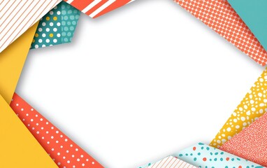 A colorful, patterned frame showcasing vibrant designs, perfect for highlighting text or images in a creative, playful manner.