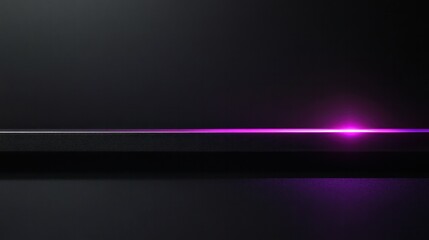 A glowing purple flare slicing across the sleek black surface, adding an elegant and modern touch to the minimalist composition