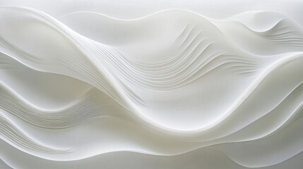 Obraz premium Abstract white background with soft, wavy patterns, creating a tranquil and elegant look