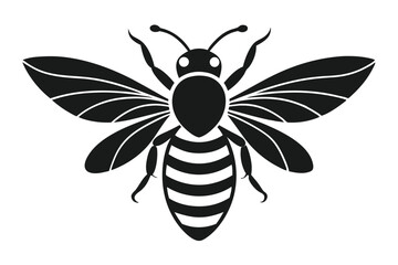 bee silhouette vector illustration white background