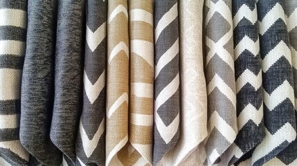 Fototapeta premium Abstract zigzag patterns on a soft, woven fabric in earth tones, giving a rustic, tribal look