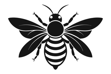 Bee silhouette black vector flat icon illustration