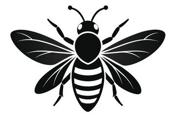 Bee silhouette black vector flat icon illustration