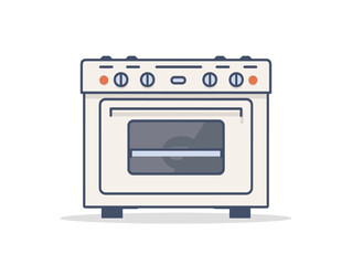 Fototapeta premium White oven with a black door. The oven is turned off. The oven is a modern design