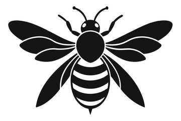 Bee silhouette black vector flat icon illustration