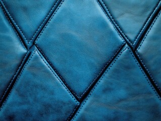 Naklejka premium Blue Leather Upholstery Close-Up