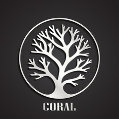 coral in circle 3d silver logo desidn