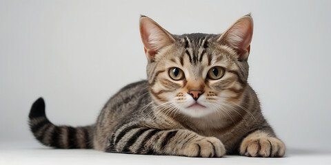 A Cute Adorable Cat purebred on the white background, cute cat, Cute and unique cats, created with generative AI
