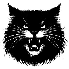 Angry cat face silhouette