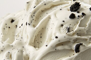 Creamy dessert with cookie pieces swirled into rich vanilla ice cream at a casual setting
