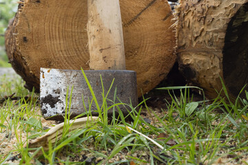 Cleaver ax for preparing firewood for the winter